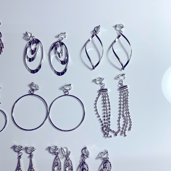 15 pairs of clip on earrings dangle hoops bars twist celtic new - Picture 3 of 4